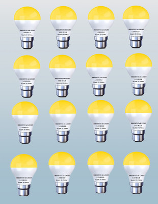Brightstar 9 W Basic Round B22 LED Bulb(Yellow, Pack of 16)