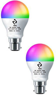 rino 7 W Basic Standard B22 LED Bulb(RGB, Pack of 2)