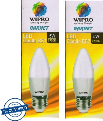 Wipro 5 W Candle E27 LED Bulb(Yellow, Pack of 2)