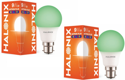 HALONIX 9 W Basic Round B22 LED Bulb(Green, Pack of 2)