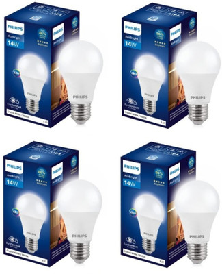 PHILIPS 14 W Basic Round E27 LED Bulb(White, Pack of 4)