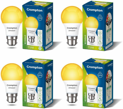 Crompton 5 W Basic Standard B22 LED Bulb(Yellow, Pack of 4)