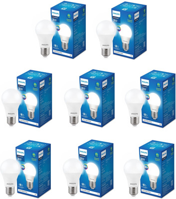 PHILIPS 3 W Basic Round E27 LED Bulb(White, Pack of 8)