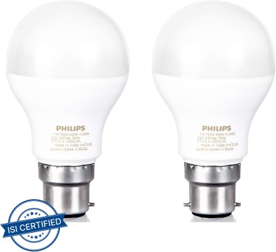 PHILIPS 7 W Round B22 LED Bulb(White, Pack of 2)