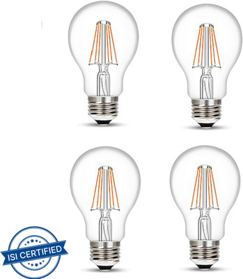 Wipro 6 W Basic Decorative E27 LED Bulb(Yellow, Pack of 4)