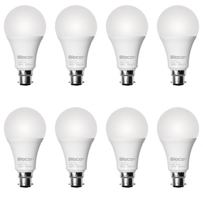 Biocon 9 W Globe B22 LED Bulb(White, Pack of 8)