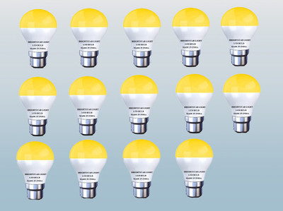 Brightstar 9 W Basic Round B22 LED Bulb(Yellow, Pack of 14)