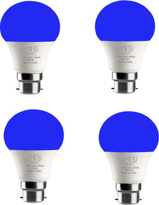 ambert 10 W Eye Safety Compliance Round B22 LED Bulb(Blue, Pack of 4)
