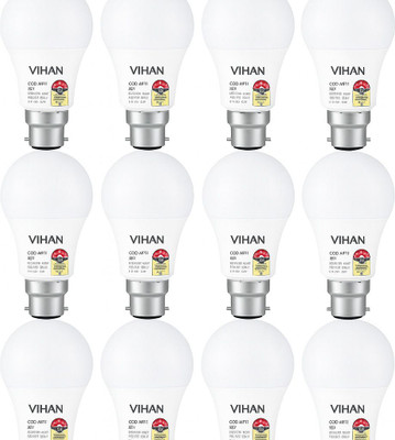 VIHAN 9 W Basic Round B22 LED Bulb(White, Pack of 12)