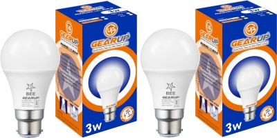 Gear Up 3 W Round B22 LED Bulb(White, Pack of 2)