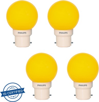 PHILIPS 0.5 W Standard B22 LED Bulb(Yellow, Pack of 4)