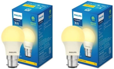 PHILIPS 3 W Basic Round B22 LED Bulb(Yellow, Pack of 2)