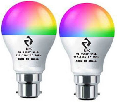 rino 9 W Basic Standard B22 LED Bulb(Multicolor, Pack of 2)