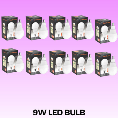 EarthSun 9 W Inverter Round B22 D LED Bulb(White, Pack of 10)