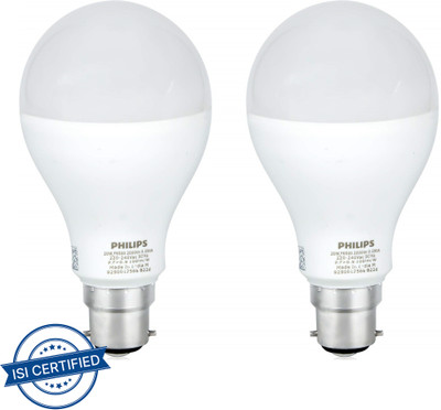 PHILIPS 20 W Basic Round B22 LED Bulb(White, Pack of 2)