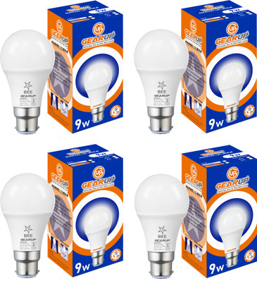 Gear Up 9 W Basic Round B22 LED Bulb(White, Pack of 4)
