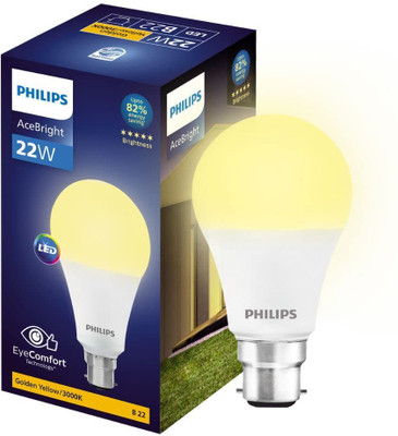 PHILIPS 22 W Basic Round B22 LED Bulb(Yellow)