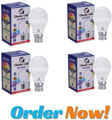 Glowing Night 9 W Basic Round B22 LED Bulb(White, Pack of 4)