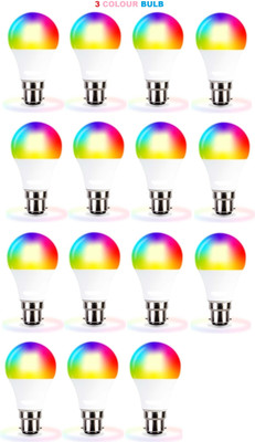 FOXSUN 10 W Basic Round B22 LED Bulb(Red, Blue, Pink, Pack of 15)