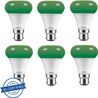 HAVELLS 7 W Basic Standard B22 LED Bulb(Green, Pack of 6)