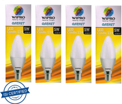 Wipro 5 W Basic Candle E14 LED Bulb(White, Pack of 4)