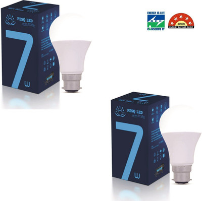 PESQ 7 W Basic Round B22 LED Bulb(White, Pack of 2)