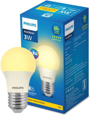 PHILIPS 3 W Basic Round E27 LED Bulb(Yellow)