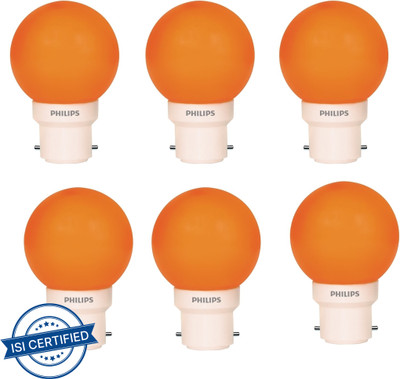 PHILIPS 0.5 W Basic Round B22 LED Bulb(Orange, Pack of 6)