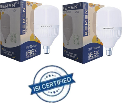 REMEN 40 W Basic Standard B22 LED Bulb(White, Pack of 2)