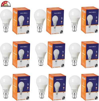 pinchbell 9 W Basic Round B22 LED Bulb(White, Pack of 10)