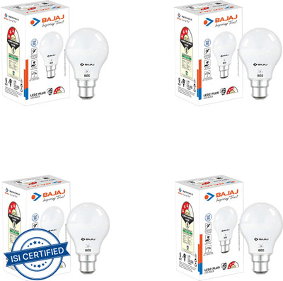 BAJAJ 9 W Round B22 LED Bulb(White, Pack of 4)