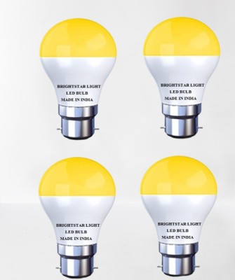 Brightstar 7 W Round B22 LED Bulb(Yellow, Pack of 4)