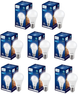 PHILIPS 14 W Basic Round E27 LED Bulb(White, Pack of 8)