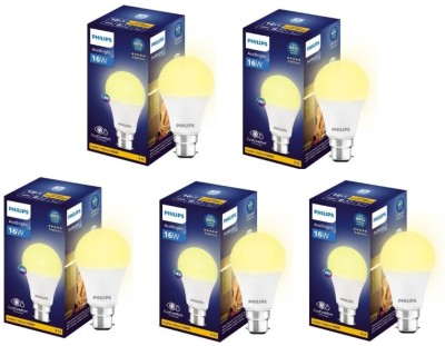 PHILIPS 16 W Round B22 LED Bulb(Yellow, Pack of 5)