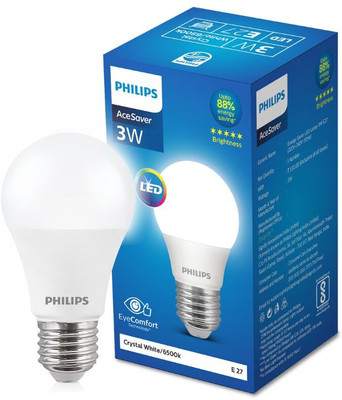 PHILIPS 3 W Basic Round E27 LED Bulb(White)