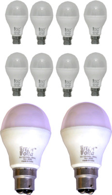 Techvolta 9 W, 15 W Basic Round B22 LED Bulb(White, Pack of 10)