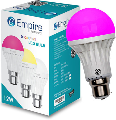 empire electrotech 12 W Basic Round B22 LED Bulb(Pink)