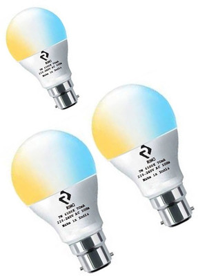 rino 7 W Basic Standard B22 LED Bulb(RGB, Pack of 3)