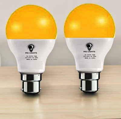 mg lights 5 W Basic Arbitrary B22 LED Bulb(Yellow, Pack of 2)