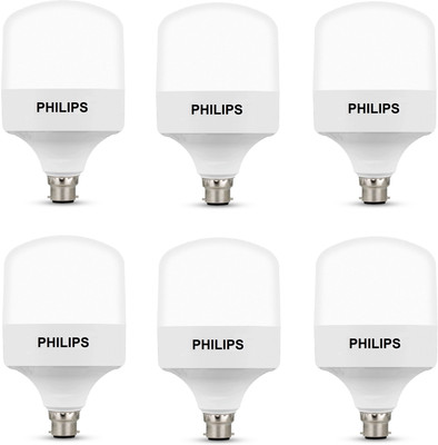 PHILIPS 50 W Basic Standard B22 LED Bulb(White, Pack of 6)