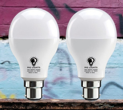 mg lights 12 W Basic Arbitrary B220 LED Bulb(White, Pack of 2)