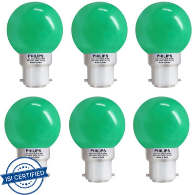 PHILIPS 0.5 W Basic Standard B22 LED Bulb(Green, Pack of 6)