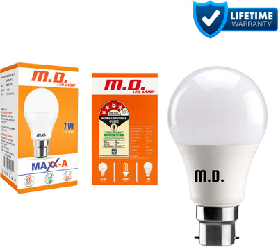 M.D. Group Of Company 7 W Eye Safety Compliance, Basic Round B22 LED Bulb(White)