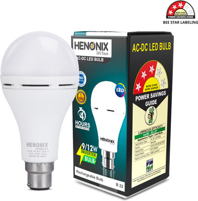 HENONIX 12 W Inverter Round B22 Inverter Bulb(White)