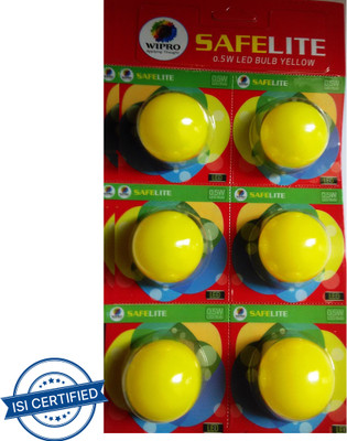 Wipro 0.5 W Basic Standard B22 LED Bulb(Yellow, Pack of 6)