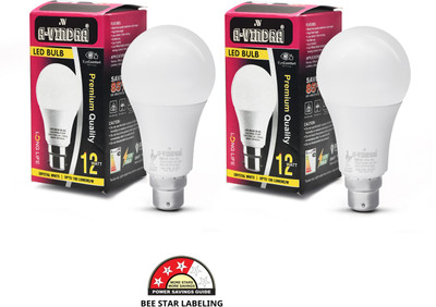 AVINDRA 12 W Basic Round B22 LED Bulb(White, Pack of 2)