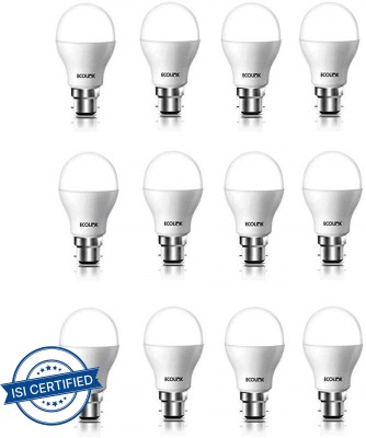 EcoLink 9 W Round B22 LED Bulb(White, Pack of 12)