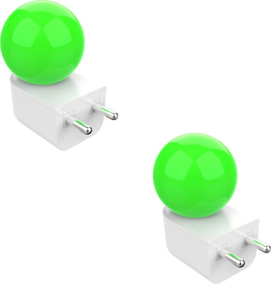 Fybros 0.5 W Basic Decorative Plug & Play, 2 Pin Night Bulb(Green, Pack of 2)