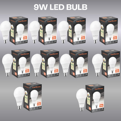 EarthSun 9 W Inverter Round B22 D LED Bulb(White, Pack of 10)
