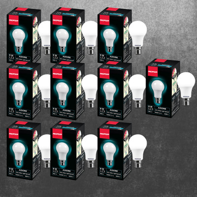 PROPSUN 9 W Inverter Round B22 D Inverter Bulb(White, Pack of 10)
